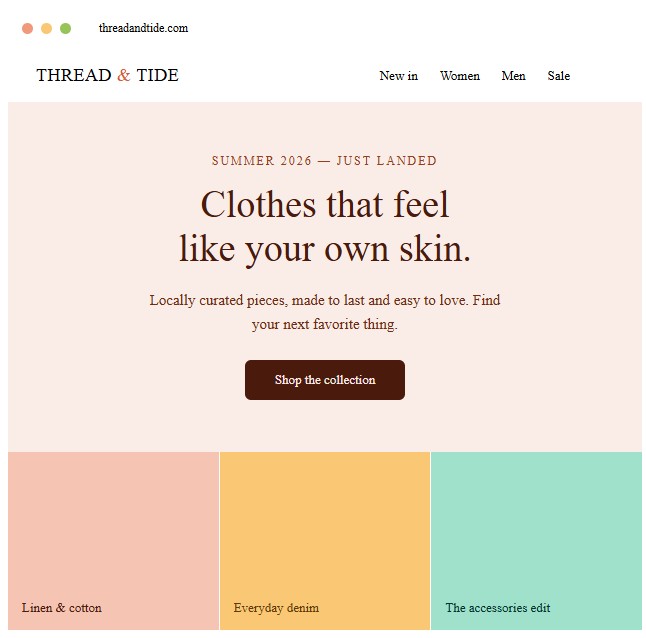 We designed this online store that offers clothing. This page allows customers to purchase merchandise online.
